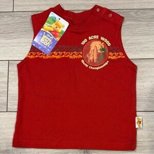 Vintage New With Tags Disney Winnie the Pooh Red Kids Tank Top